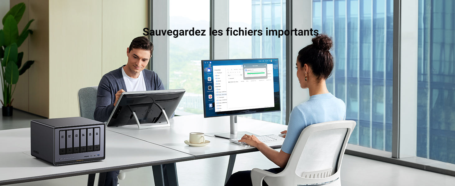 Sauvegarde des fichiers importants avec le NAS UGREEN DXP6800 Pro dans un environnement professionnel collaboratif