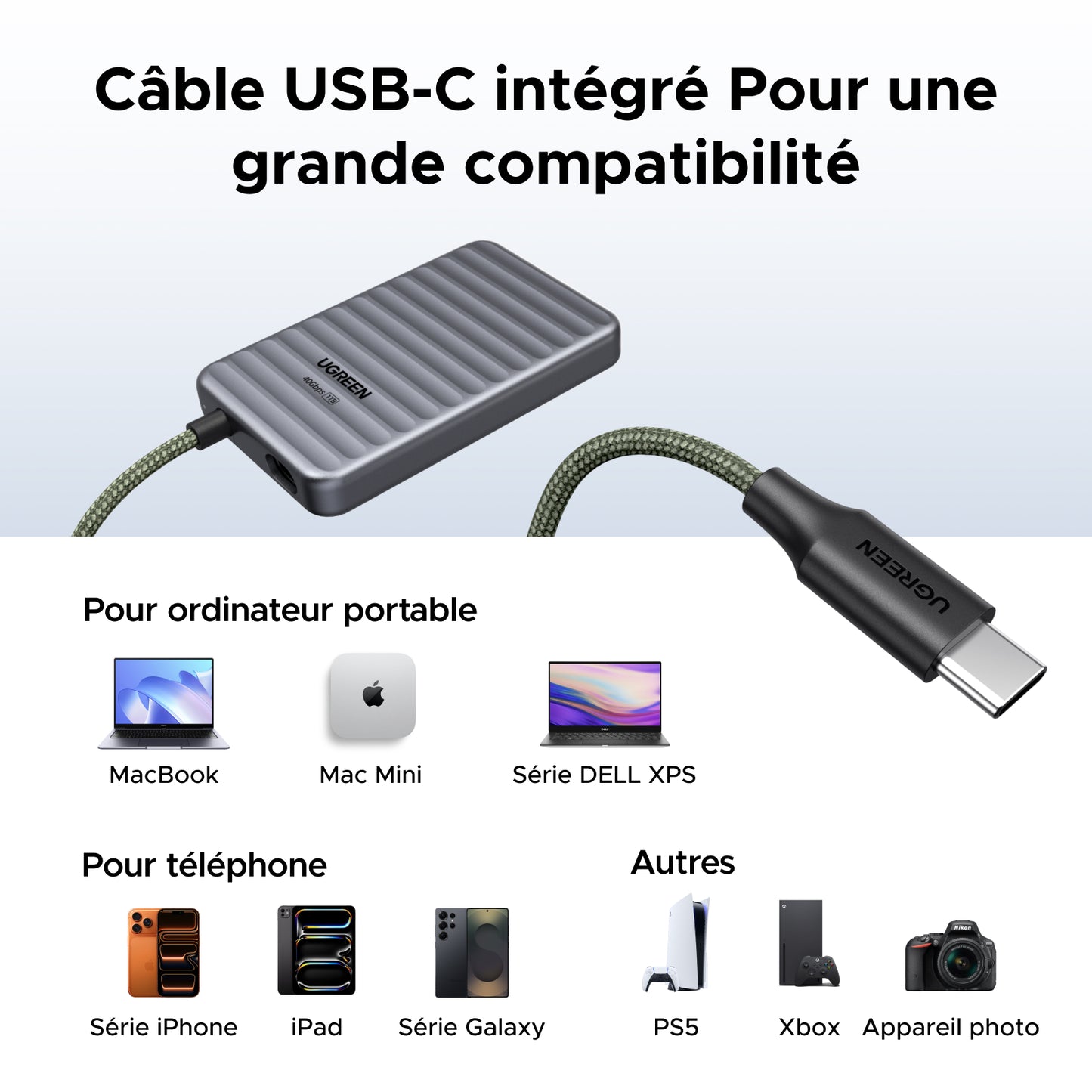 UGREEN NeoDrive Go D710 – Disque SSD Externe 40Gbps 1To